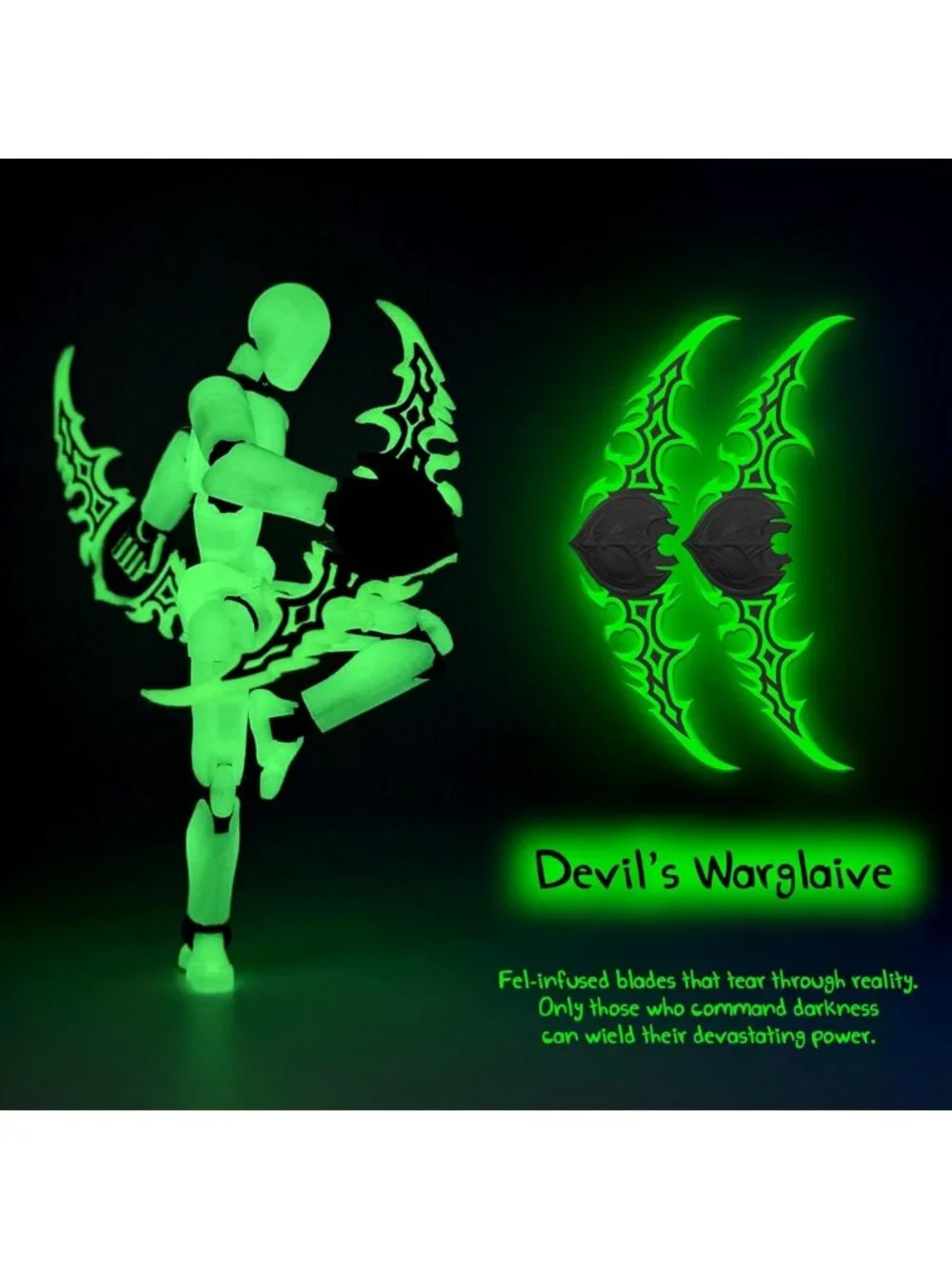 6-Pack Glowing 3D Printed Action Figures Set with Weapons - Colorful